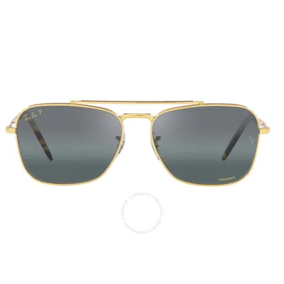 Shop Ray Ban New Caravan Polarized Clear Gradient Dark Blue Square Unisex Sunglasses Rb3636 9196g6 58 In Blue / Dark / Gold