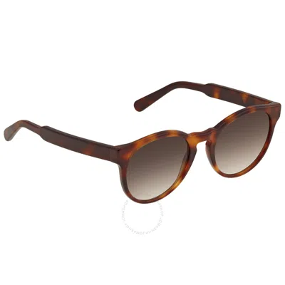 Shop Ferragamo Salvatore  Brown Gradient Round Ladies Sunglasses Sf1068s 240 52 In Brown / Tortoise