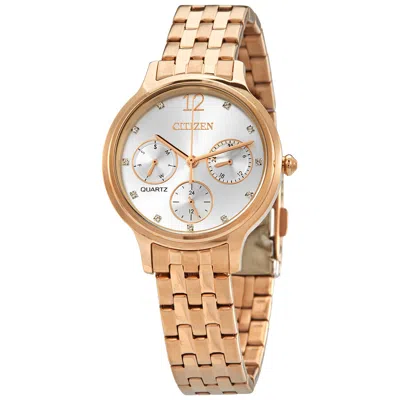 Shop Citizen Quartz Crystal Silver Dial Rose Gold-plated Ladies Watch Ed8183-54a In Gold / Gold Tone / Rose / Rose Gold / Rose Gold Tone / Silver