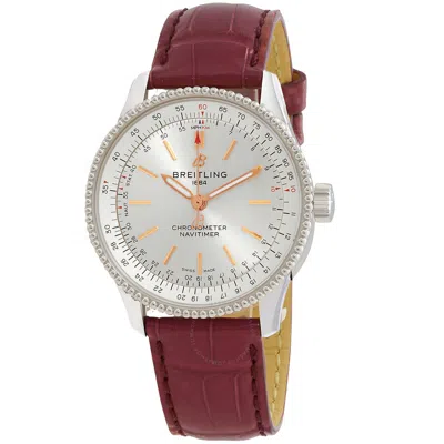 Shop Breitling Navitimer Automatic Chronometer Silver Dial Ladies Watch A17395f41g1p1 In Burgundy / Gold Tone / Rose / Rose Gold Tone / Silver