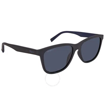 Ferragamo Salvatore  Blue Rectangular Men's Sunglasses Sf998s 002 57 In Black / Blue