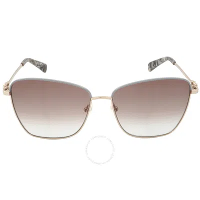 Longchamp Brown Gradient Square Ladies Sunglasses Lo153s 734 59 In Brown / Gold