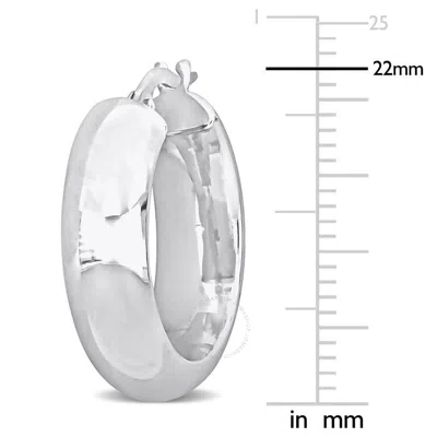 Amour 22mm Huggie Hoop Earrings In 10k White Gold In White
