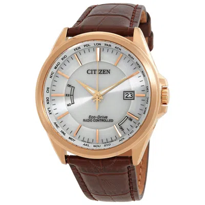 Shop Citizen Perpetual World Time White Dial Men's Watch Cb0253-19a In Brown / Gold Tone / Rose / Rose Gold Tone / White