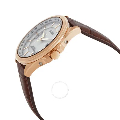 Shop Citizen Perpetual World Time White Dial Men's Watch Cb0253-19a In Brown / Gold Tone / Rose / Rose Gold Tone / White