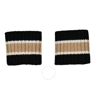 Shop Burberry Ladies Rib Knit Technical Wool Cuffs In Black / Brown