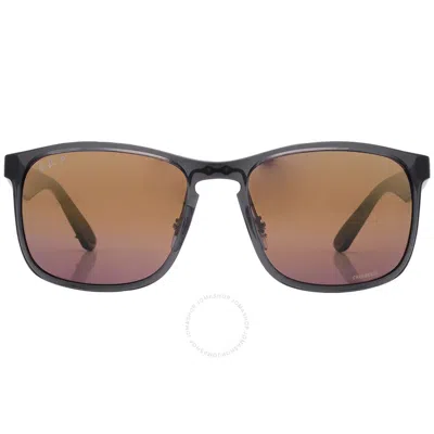 Shop Ray Ban Purple Mirrored Gold Polarized Square Men's Sunglasses Rb4264-876/6b-58 In Gold / Grey / Purple