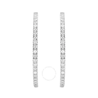 Shop Diamondmuse Diamond Muse 0.25 Cttw White Gold Over Sterling Silver Diamond Hoop Earrings For Women
