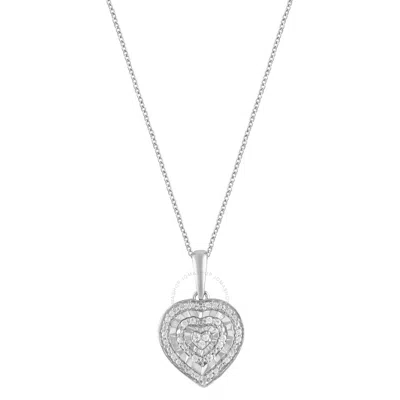 Shop Diamondmuse Diamond Muse 0.10 Cttw White Gold Over Sterling Silver Heart Necklace For Women
