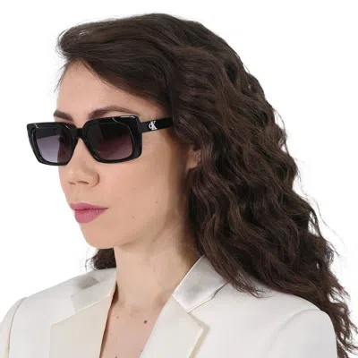 Shop Calvin Klein Grey Gradient Rectangular Ladies Sunglasses Ckj22606s 001 53 In Black / Grey