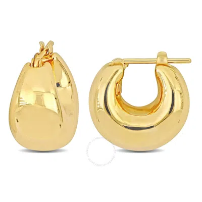 Shop Amour 13.5 Mm Petite Huggie Earrings In 14k Yellow Gold