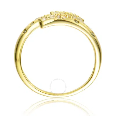 Shop Megan Walford Sterling Silver Gold Plated Clear Cubic Zirconia Bypass Ring In Gold-tone