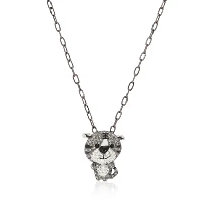 Shop Swarovski Ladies Zodiac Tiger Pendant Necklace In Grey