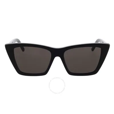 Shop Saint Laurent Grey Cat Eye Ladies Sunglasses Sl 276 Mica 032 55 In Black / Grey