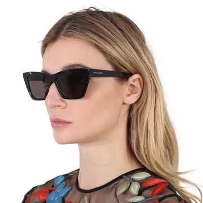 Shop Saint Laurent Grey Cat Eye Ladies Sunglasses Sl 276 Mica 032 55 In Black / Grey