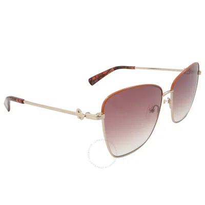 Shop Longchamp Light Brown Gradient Square Ladies Sunglasses Lo153s 737 59 In Brown / Gold
