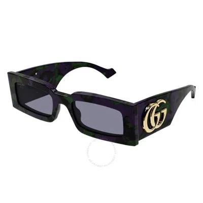 Shop Gucci Grey Rectangular Ladies Sunglasses Gg1425s 003 53 In Green / Grey / Purple