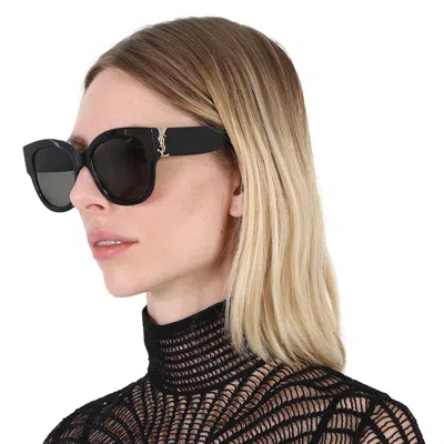 Saint Laurent Grey Butterfly Ladies Sunglasses Sl M95/f 001 56 In Black / Grey