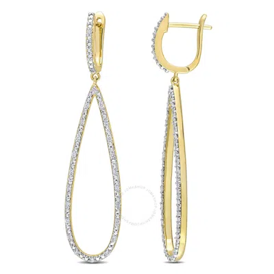 Shop Amour 1/4 Ct Tw Diamond Dangle Earrings In 10k Yellow Gold