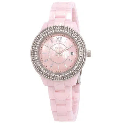 Shop Fossil Stella Quartz Crystal Pink Mother Of Pearl Dial Ladies Watch Ce1117 In Mother Of Pearl / Pink