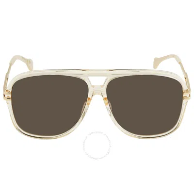 Shop Gucci Brown Navigator Men's Sunglasses Gg1105s 004 63 In Brown / Yellow