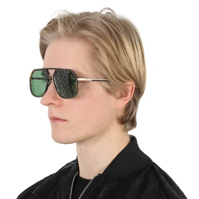Shop Fendi Green Mirror Navigator Men's Sunglasses Fe40041u 52q 55 In Dark / Green
