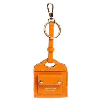 Shop Burberry Leather Pocket Bag Charm In Orange