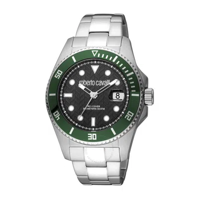 Shop Roberto Cavalli Fashion Watch Quartz Black Dial Men's Watch Rc5g042m0055 In Black / Green