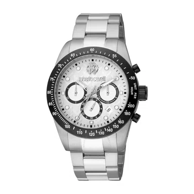Shop Roberto Cavalli Fashion Watch Chronograph Quartz Silver Dial Men's Watch Rc5g046m0055 In Black / Silver