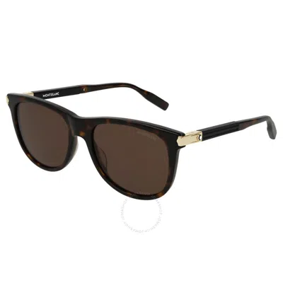 Shop Montblanc Brown Square Men's Sunglasses Mb0031s 003 55