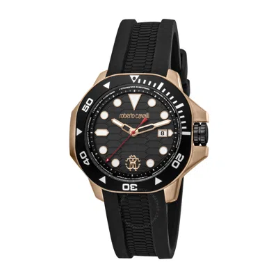 Shop Roberto Cavalli Fashion Watch Quartz Black Dial Men's Watch Rc5g044p0085 In Black / Gold Tone / Rose / Rose Gold Tone