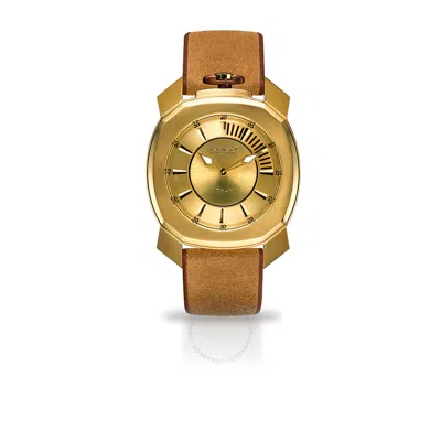 Shop Gagà Milano Gaga Milano Quartz Frame One Gold Dial Men's Watch 7058fr01y0flnm0 In Brown / Gold / Gold Tone / Yellow