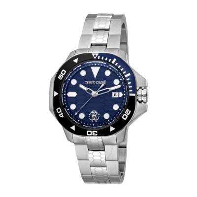 Shop Roberto Cavalli Fashion Watch Quartz Blue Dial Men's Watch Rc5g044m0025 In Black / Blue