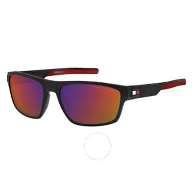 Shop Tommy Hilfiger Infrared Rectangular Men's Sunglasses Th 1978/s 0003/mi 60 In Black / Grey