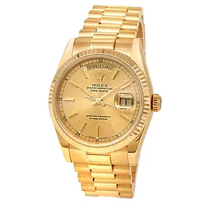 Shop Rolex Day-date Automatic Champagne Dial Unisex Watch 118238 Csp In Champagne / Gold / Gold Tone / Yellow