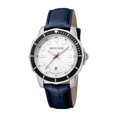 Shop Roberto Cavalli Fashion Watch Quartz Silver Dial Men's Watch Rv1g159l0021 In Black / Blue / Silver