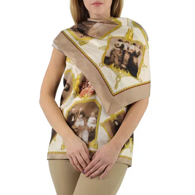 Shop Burberry Ladies Brown Sleeveless Montage Print Silk Top In Brown Ip Pttn