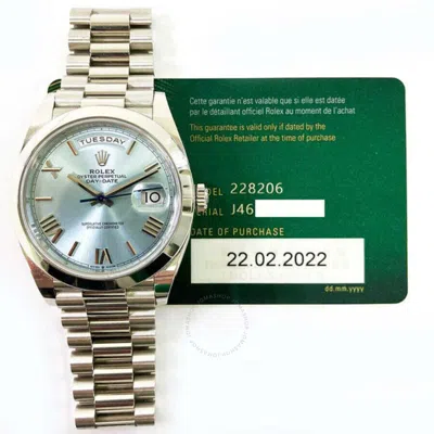 Shop Rolex Day-date Automatic Chronometer Men's Watch 228206 In Blue / Platinum