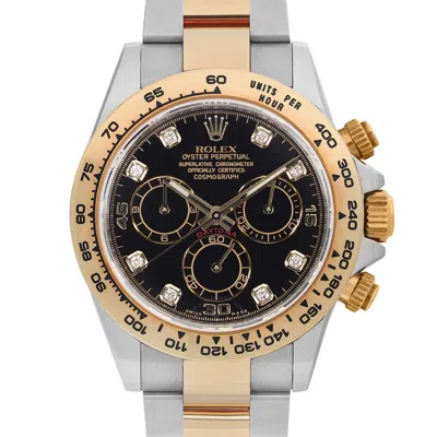 Shop Rolex Cosmograph Daytona Chronograph Automatic Chronometer Diamond Black Dial Men's Watch  In Two Tone  / Black / Gold / Gold Tone / Yellow