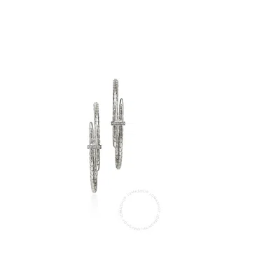 John Hardy Sterling Silver Large Spear Diamond Hoop Earrings In Silver-tone