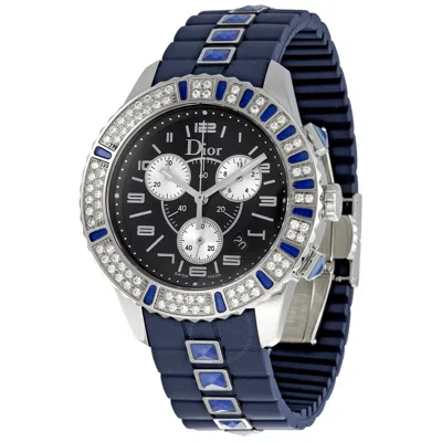 Shop Dior Christal Chronograph Blue Lacquer Dial Ladies Watch Cd11431ir001