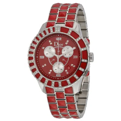 Shop Dior Christal Chronograph Diamond Ruby Red Dial Ladies Watch Cd11431gm001 In Red   / Ruby