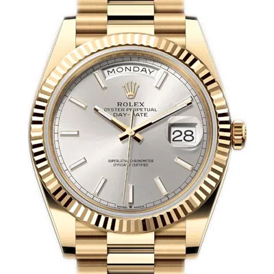 Shop Rolex Day-date Automatic Chronometer Silver Dial Men's Watch 228238-0066 In Gold / Gold Tone / Silver / Yellow
