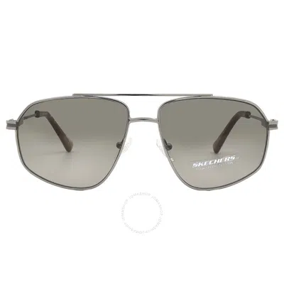 Shop Skechers Green Gradient Navigator Men's Sunglasses Se6205 08p 58 In Green / Gun Metal / Gunmetal