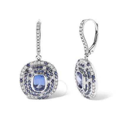 Shop Haus Of Brilliance 18k White Gold Natural Blue Sapphire And Diamond Scattered Halo Drop Leverback Ea