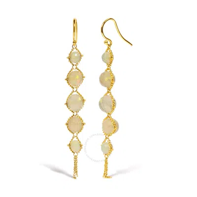 Shop Haus Of Brilliance 18k Yellow Gold Woven Egyptian Opal 2 1/2 Inch Drop And Dangle Earrings
