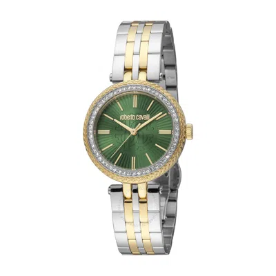 Shop Roberto Cavalli Fashion Watch Quartz Green Dial Ladies Watch Rc5l031m0095 In Two Tone  / Gold Tone / Green / Yellow