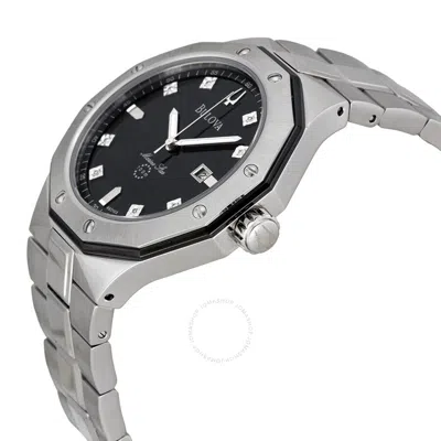 Shop Bulova Men's Marine Star Diamond Accented Stainless Steel Bracelet Watch 98d103 In Black