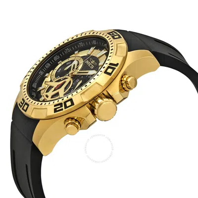 Shop Invicta Aviator Black Carbon Fiber Dial Black Polyurethane Men's Watch 21738 In Black / Gold Tone