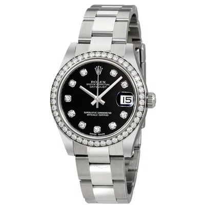 Shop Rolex Datejust Lady 31 Diamond Black Dial Ladies Watch 178384bkdo In Black / Gold / Gold Tone / White